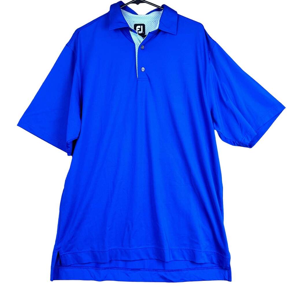 FootJoy Mens Shirt Blue Golf Polo Athleisure Comfort Quick Dry Stretch Large